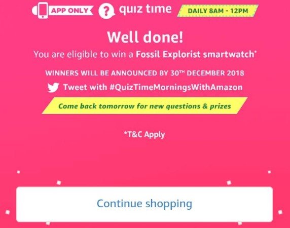 Amazon Quiz Fossil Smartwatch